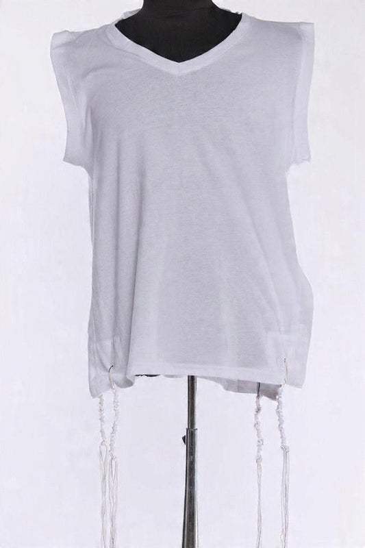 Sleeveless Cotton V Neck Undershirt- Adult