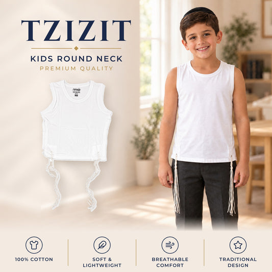 Kids round neck cotton tzitzit undershirt