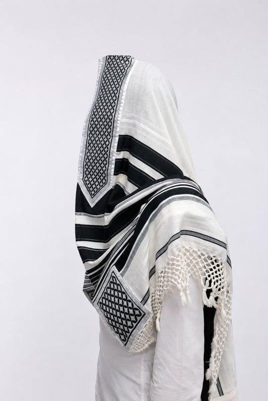 Yemenite Tallit – Black – Judaica Prime