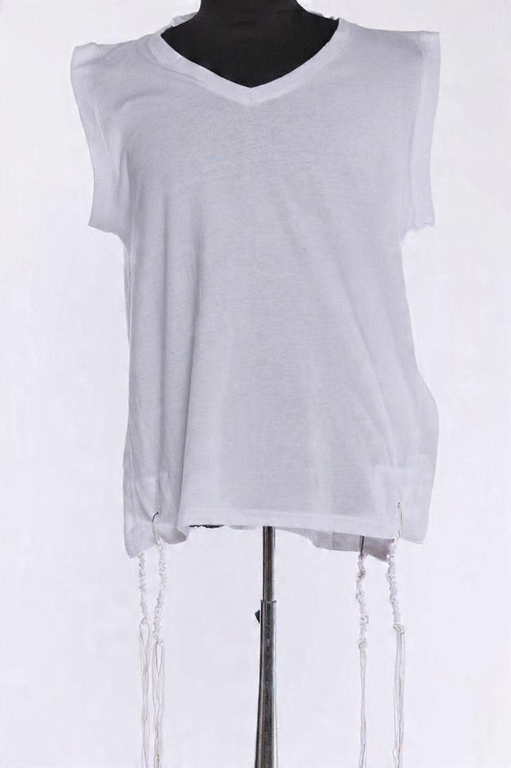 Sleeveless Cotton V Neck Undershirt- Adult