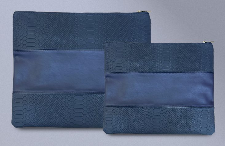 Navy Python & Suede Leather Tallit & Tefillin Bag Set