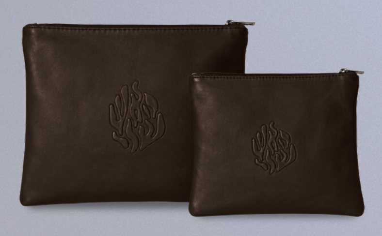 Dark Brown Flame Emblem Leather Tallit & Tefillin Bag Set