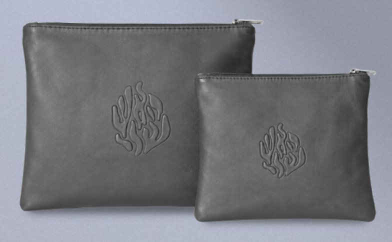 Gray Flame Emblem Leather Tallit & Tefillin Bag Set