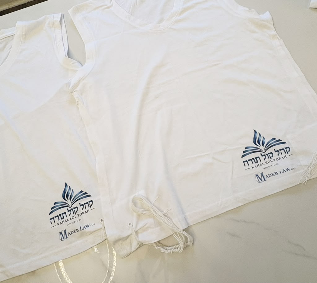 Custom printed tzitzit with community logo