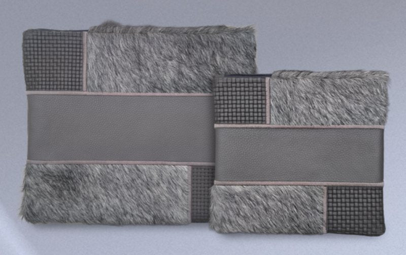 Gray & Gray Patchwork Leather & Cowhide Tallit & Tefillin Bag Set
