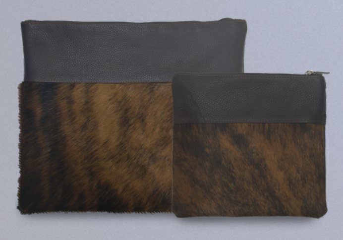 Charcoal & Brindle Leather & Cowhide Tallit & Tefillin Bag Set