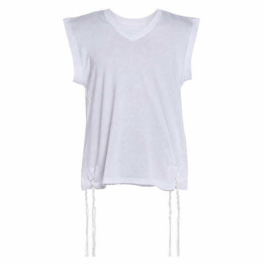Sleeveless Cotton V Neck Undershirt- Adult
