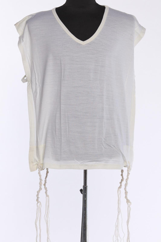 Wool Sleeveless V-Neck Undershirt Tzizit – Judaica Prime